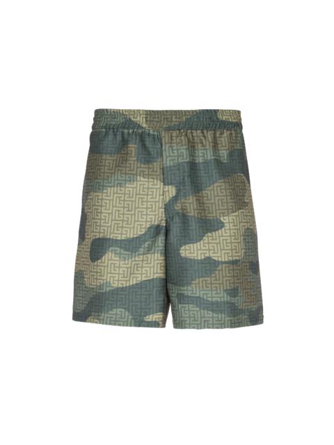 Camouflage monogrammed Shantung shorts