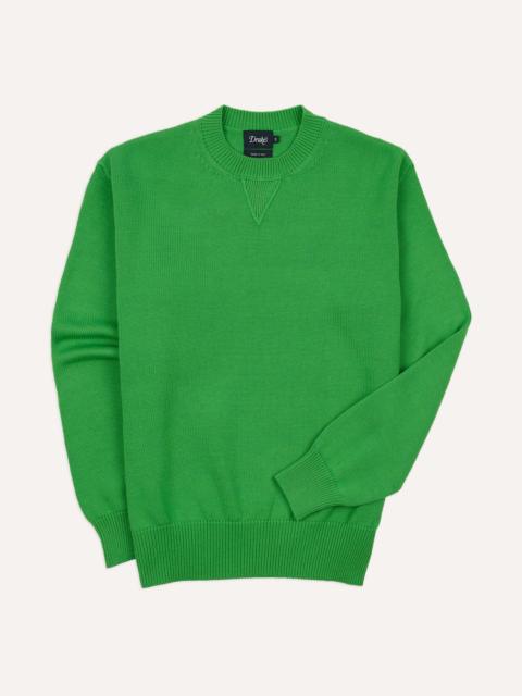 Drake's Green Wool-Cotton Knit Sweatshirt