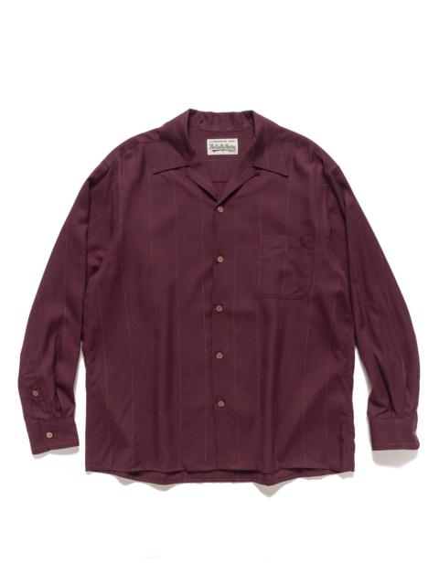 WACKO MARIA Kasuri Open Collar Shirt L/S Burgundy | havenshop