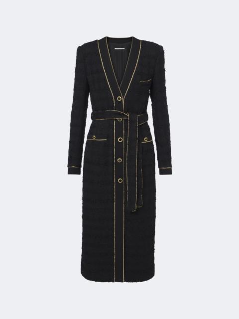 Alessandra Rich Belted cotton-blend bouclé tweed coat