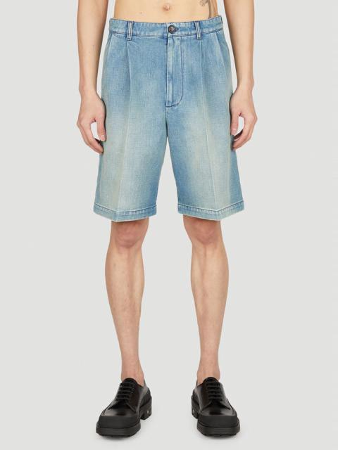GUCCI Denim Pleated Shorts in Light Blue