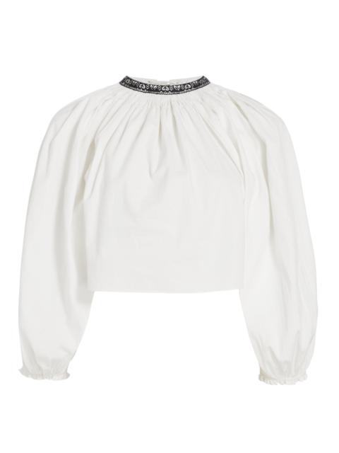 RE/DONE Women's Split-Neck Blouson Crop Top - Vintage Ivory