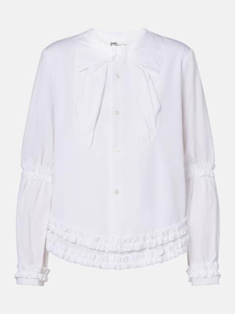 Noir Kei Ninomiya Bow-detail ruffled cotton poplin shirt