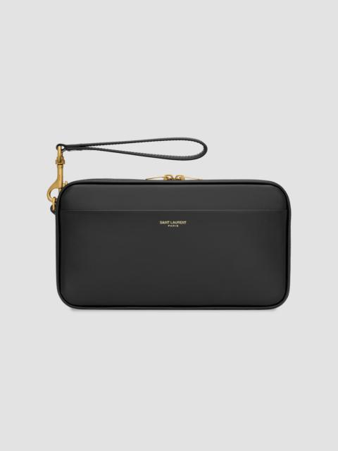 SAINT LAURENT Travel Pouch in Smooth Leather - Black