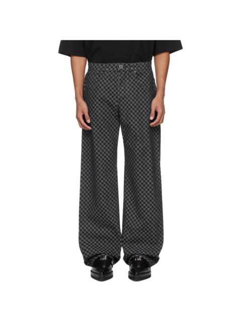 Balmain monogram-pattern long-length wide-leg jeans