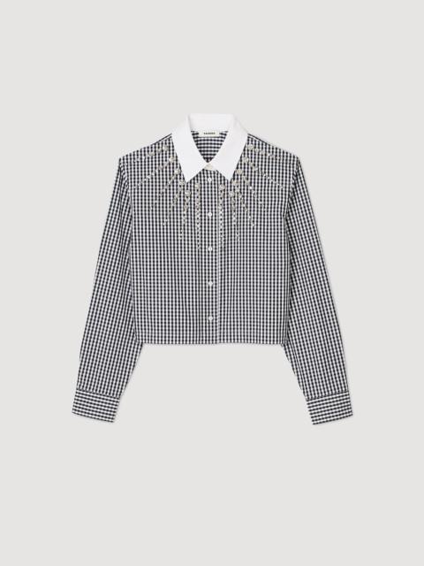 Sandro CROPPED SHIRT WITH RHINESTONE BIB