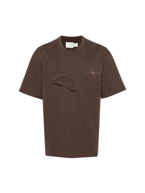 layered asymmetric cotton T-shirt