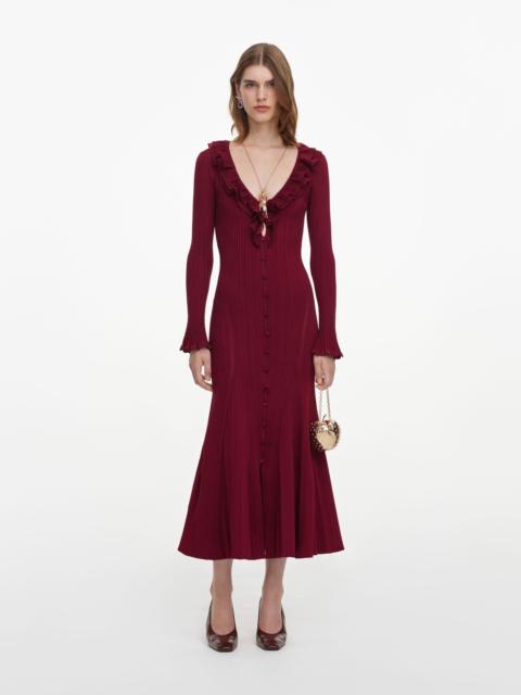 self-portrait Burgundy Ruffle Knit Midi Dress
