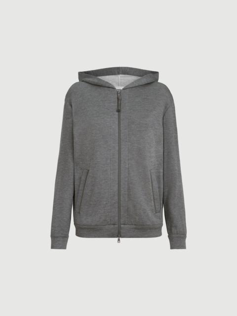Brunello Cucinelli 코튼과 실크 인터록 후드 스웨트 셔츠