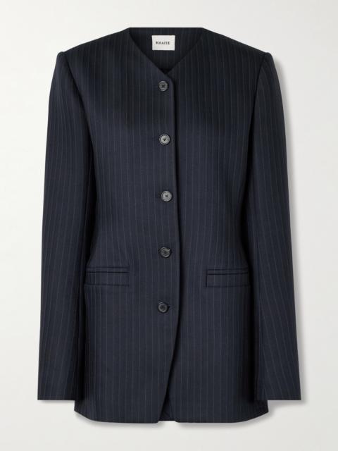 KHAITE Naran Pinstriped Herringbone Woven Blazer