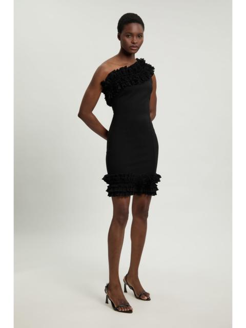 KAREN MILLEN Petite Drama Ruffle Asymmetric Mini Dress