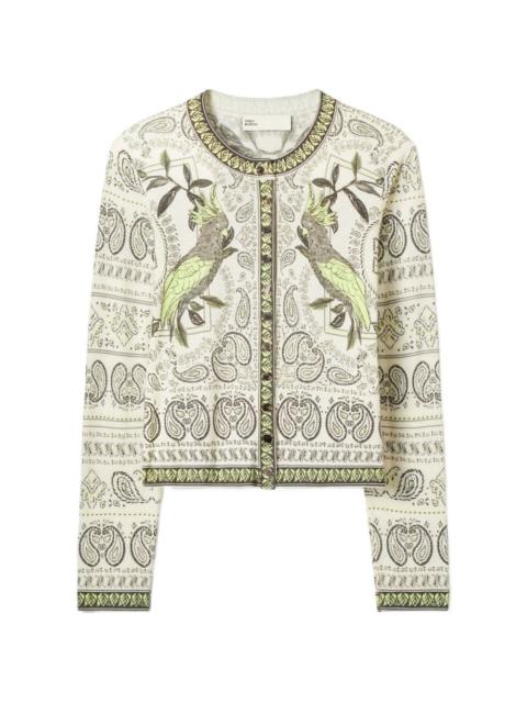TORY BURCH printed wool cardigan