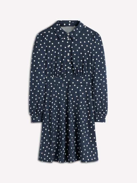 BODEN Orla Short Jersey Shirt Dress-French Navy, Painted Dot