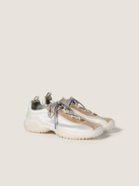 Miu Miu Bubble technical fabric and suede sneakers