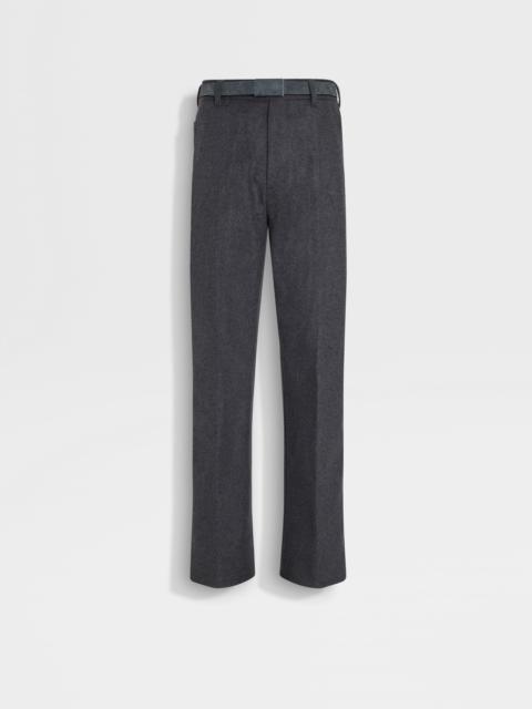 ZEGNA DARK GREY WOOL AND CASHMERE PANTS