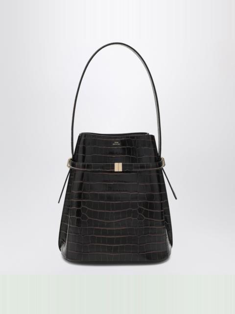 TOTEME Brown crocodile-embossed leather bucket bag