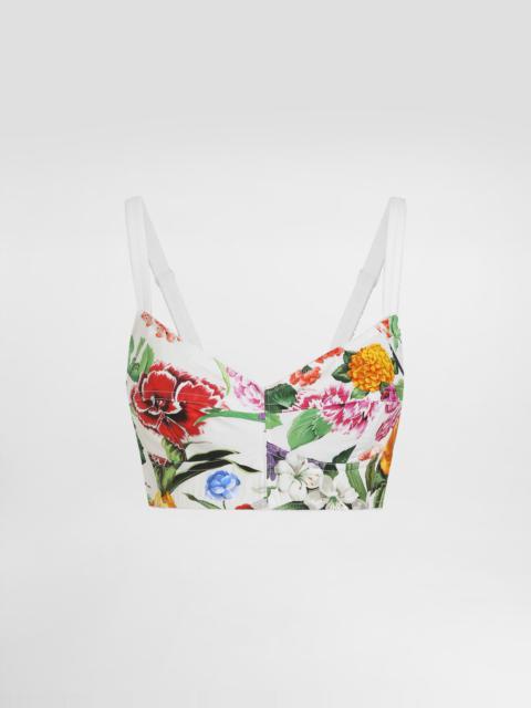 Dolce & Gabbana Cotton corset bralette top with floral print