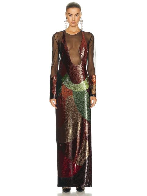 Sequins Anatomical Long Sleeve Evening Dress