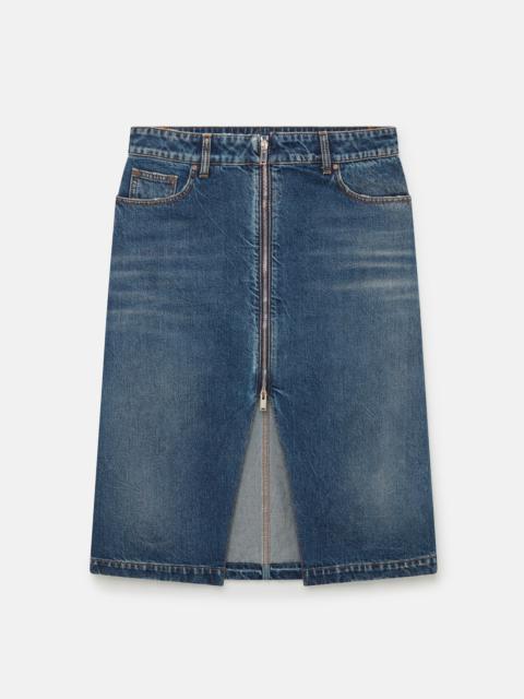 Stella McCartney Front Split Zip Denim Midi Skirt