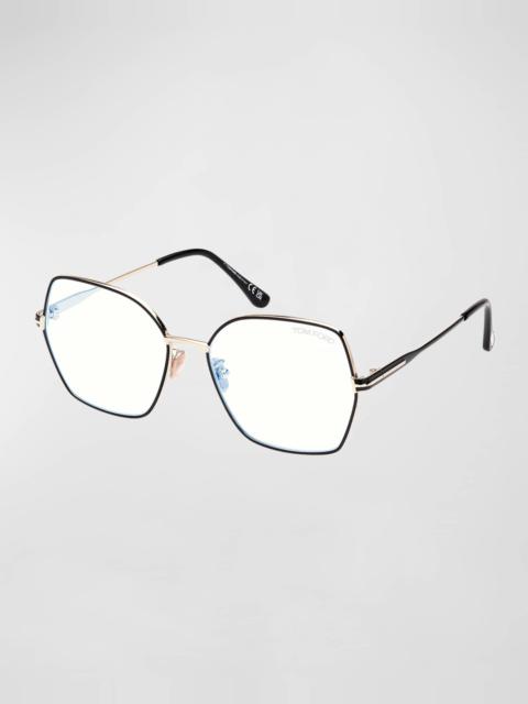 Blue Blocking Two-Tone Metal Butterfly Glasses