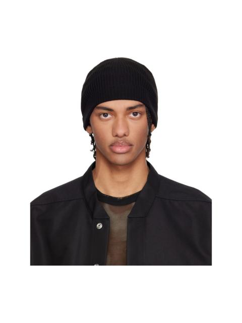 Rick Owens Black Temple Ribbed Beanie