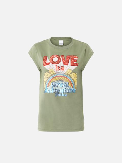 PINKO LOVE PRINT T-SHIRT WITH STARS