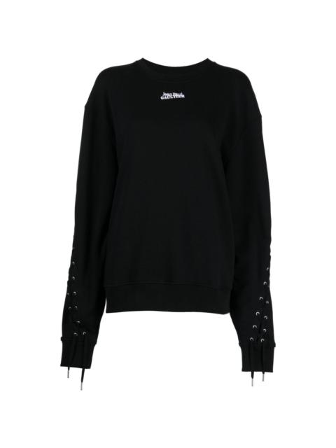 lace-up cotton sweatshirt