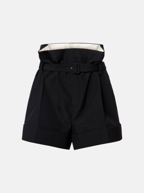 SAINT LAURENT Belted mohair and wool shorts