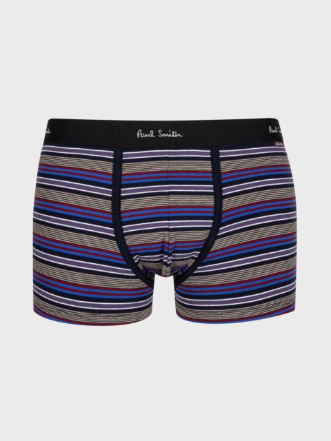 Paul Smith Grey and Blue Stripe Low-Rise Boxer Briefs
