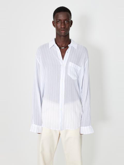 Initial Shirt White Rayon Plait Stripe