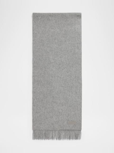 ZEGNA Men's Oasi Cashmere Scarf with Leather Brand Mark