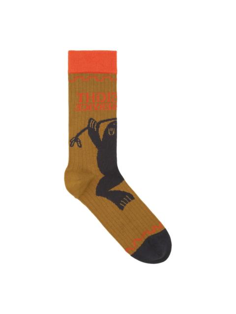 HENRIK VIBSKOV FLYWEIGHT SOCK - BROWN POSTAL RED