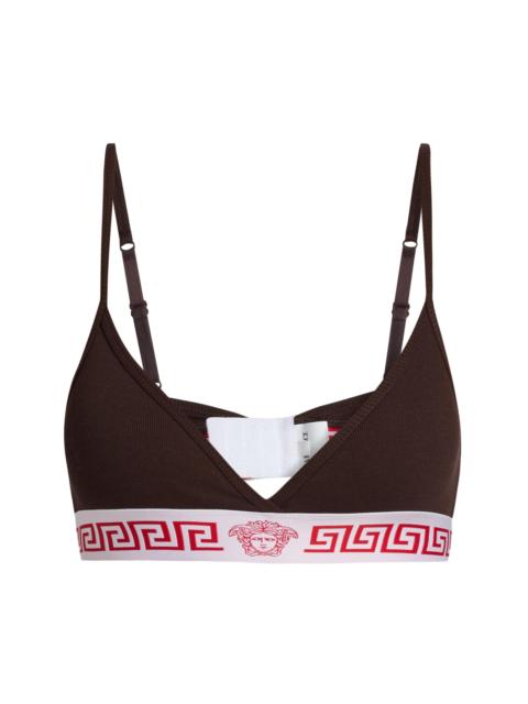 VERSACE Women's Cotton Jersey Rib Bra - Chocolate