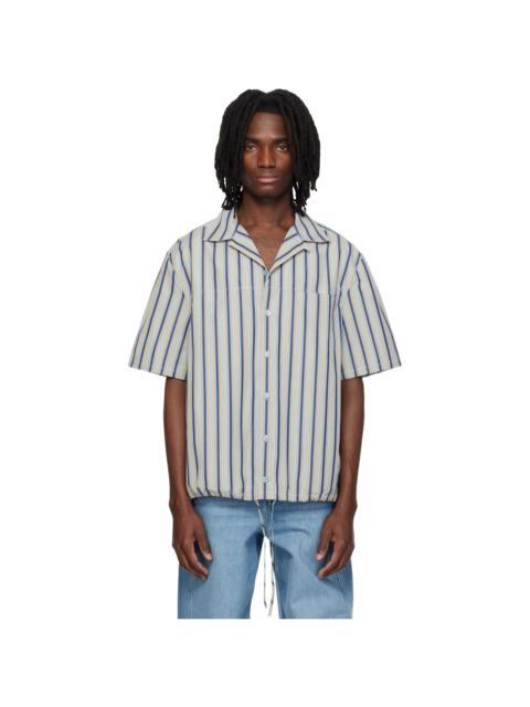 Marni Multicolor Striped Drawstring Hem Cotton Shirt