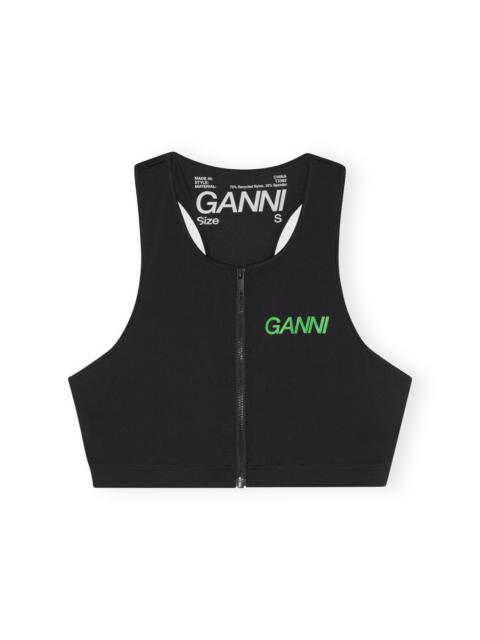 GANNI ACTIVE RACERBACK ZIPPER TOP