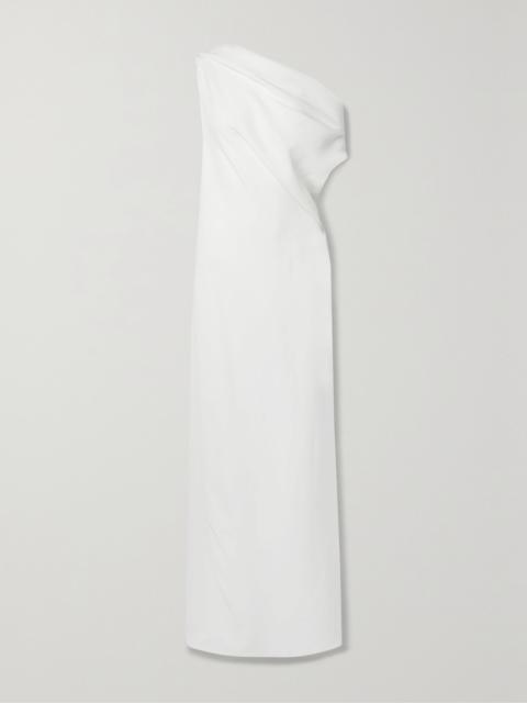 The Row Bamaris one-shoulder draped silk-crepe maxi dress Off-white