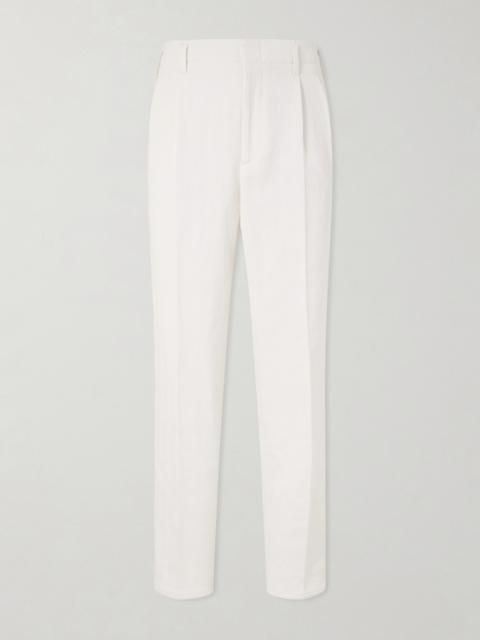 Brunello Cucinelli Straight-Leg Cotton and Linen-Blend Trousers