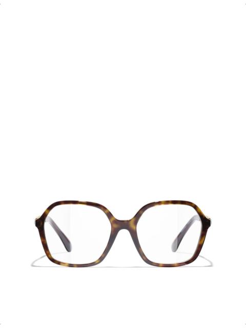 CHANEL CH3489Q Square-Frame Tortoiseshell Acetate Optical Glasses