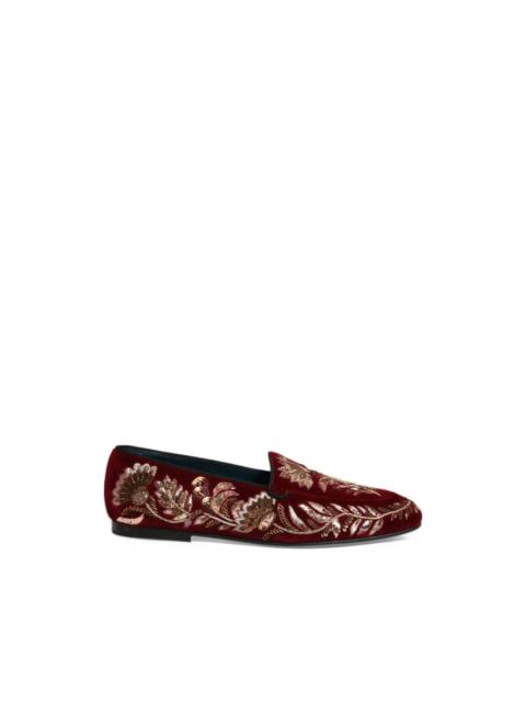 Dolce & Gabbana floral-embroidered velvet loafers