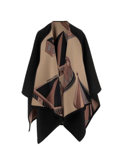 FERRAGAMO reversible geometric cape