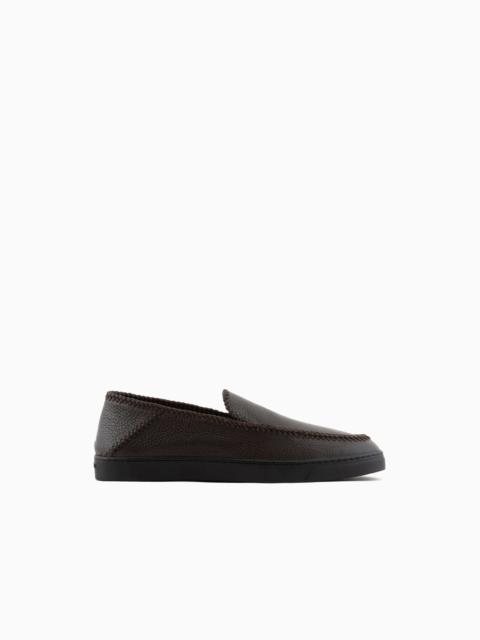 GIORGIO ARMANI Galleria 3 deerskin slip-ons with threading