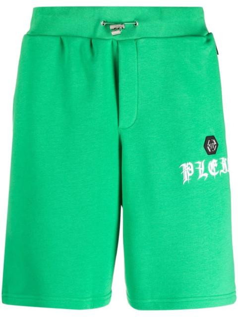 PHILIPP PLEIN 'Gothic' logo-plaque track shorts
