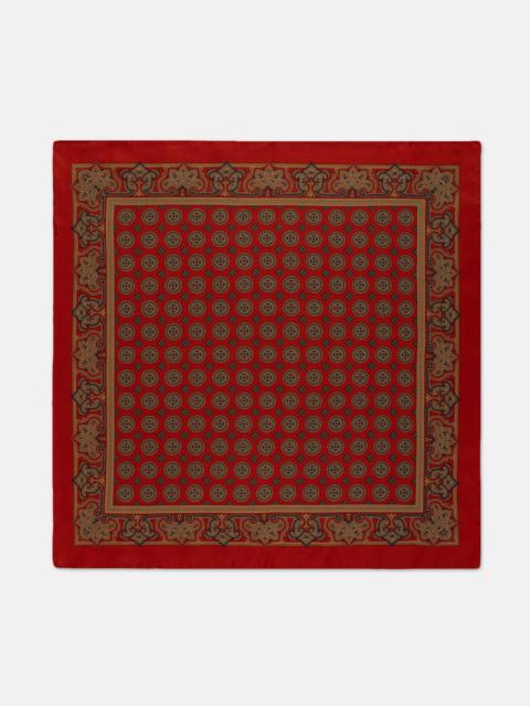 J. PRESS MADE-IN-USA RED MEDALLION SILK POCKET SQUARE