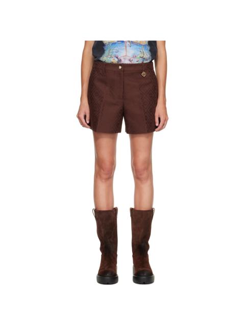 CASABLANCA Brown Cotton Monogram Shorts