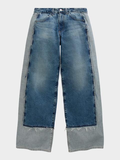 AG Jeans Adria Wide-Leg Colorblock Rigid Denim Jeans