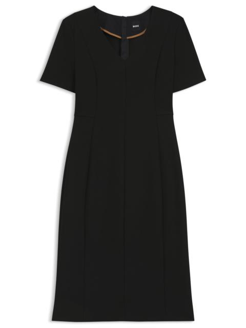 BOSS V-NECK DRESS IN STRETCH FABRIC