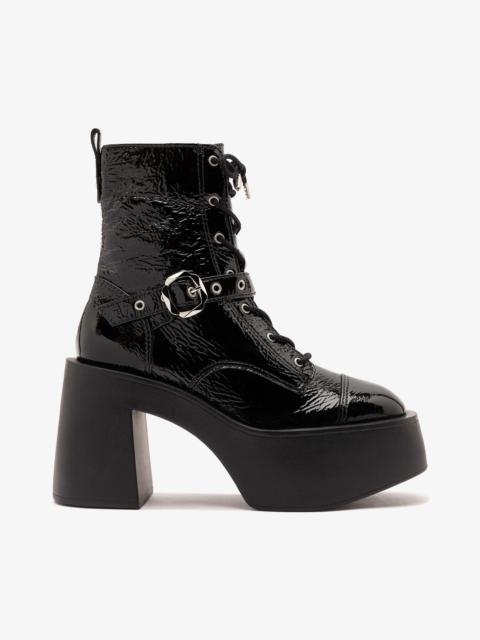 Larroudé Olivia Patti Platform Boot Black Patent Leather