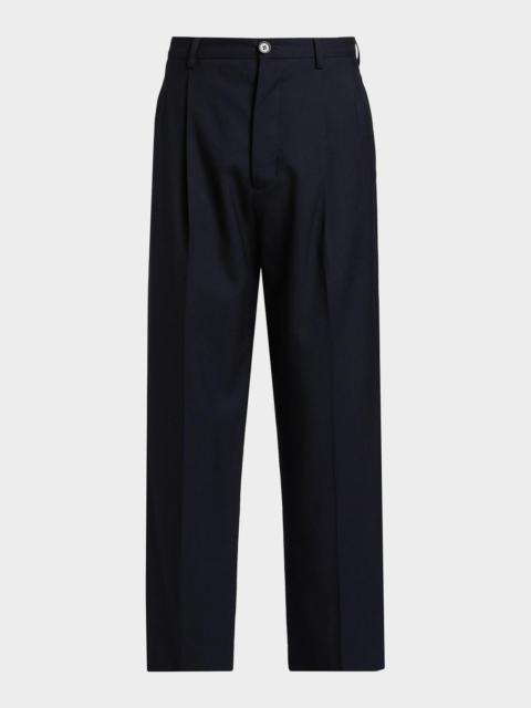 Marni Men's Tropical Wool Cropped Pleated Pants
