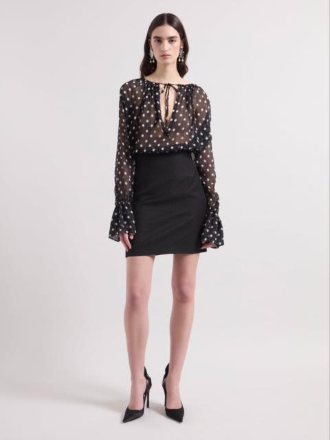 NINA RICCI Black Polka Dots Silk Blouse