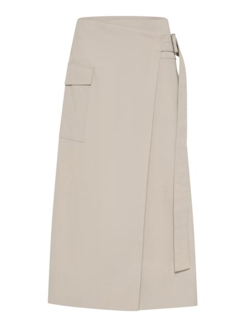 Utility Nylon-Cotton Maxi Wrap Skirt off-white